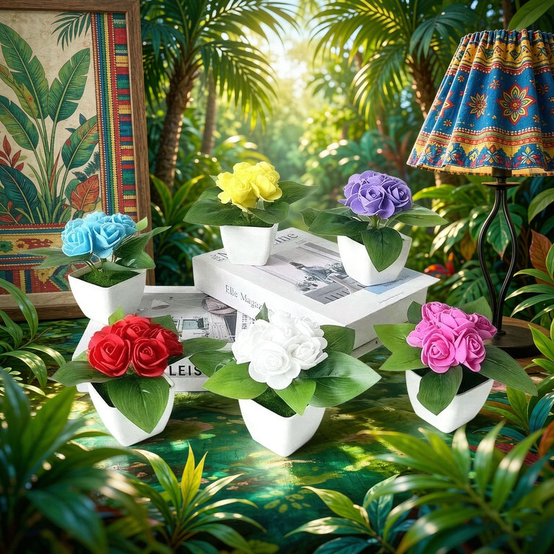 Bonsai Garden Shop - 4pcs artificial 6 roses simulation small