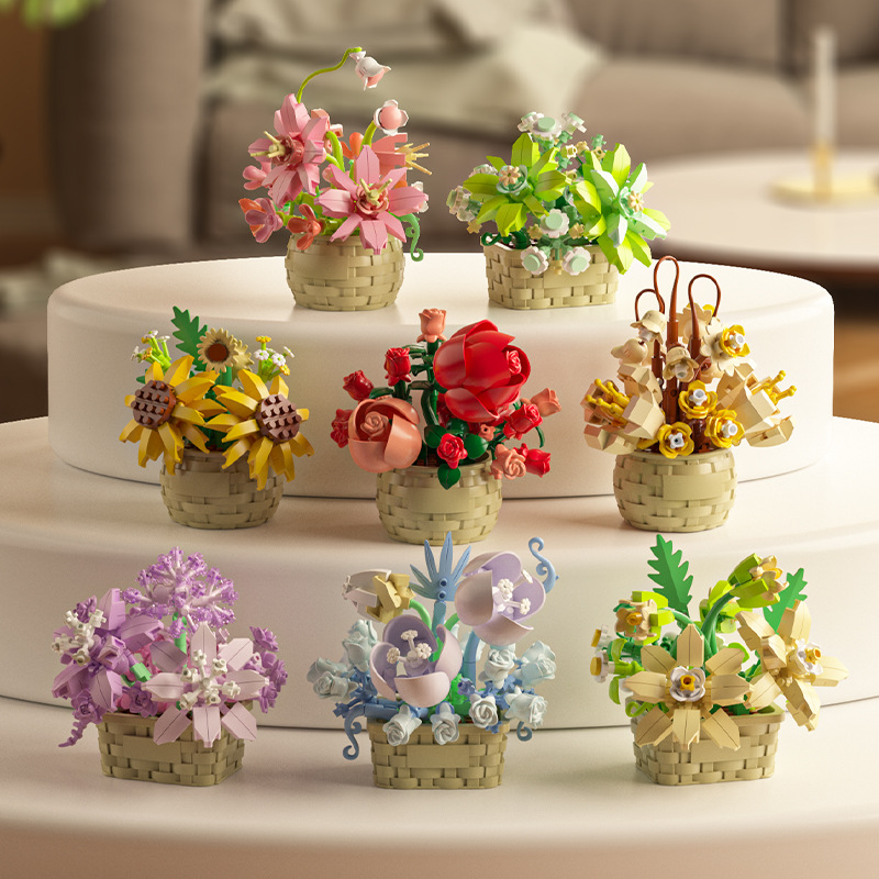 DIY MOC Potted Rose Sunflower  - огляд і ціна Bonsai Garden Lego Set